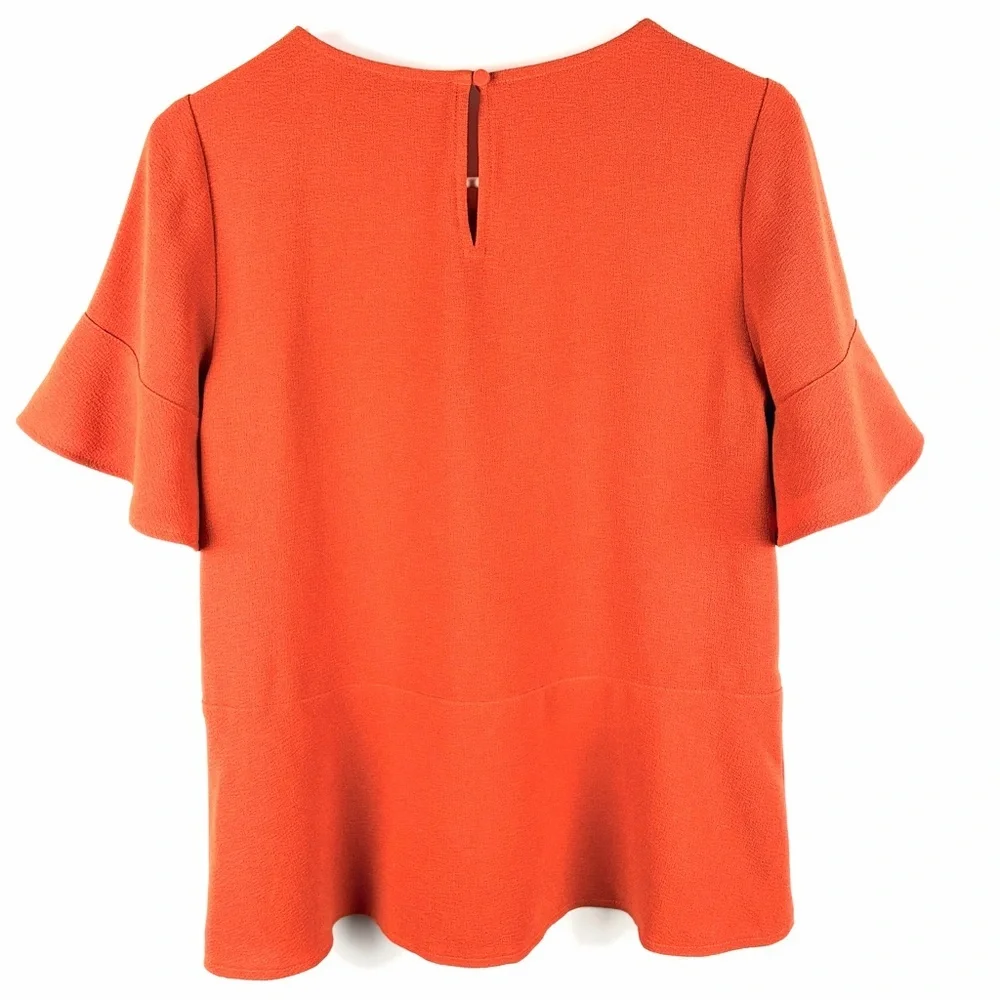 Madewell XS Orange Textured Flutter Sleeve Peplum Blouse Top - Picture 8 of 13